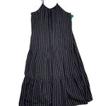 *New DIP Linen Blend Womens Sundress Womens XL Black Stripe Tiered Lined Dress Photo 5