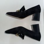 Vis Spiga Women’s Black Suede Block Heel Loafers Size 7 Chain Detail Slip On Photo 8