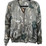 RITUALS Floral‎ Satin Bomber Jacket Medium Green Photo 0
