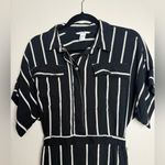 H&M Women Size 6 Striped short sleeve black Romper Photo 1