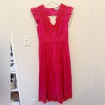 Anthropologie RANNA GIL Tomine Eyelet Midi Dress in Hot Pink NWT Photo 2