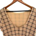 Women’s 90s Clueless Window Pane Plaid Metallic Shimmer Blouse Top Black Size 16 Photo 10