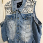 Maurice's  Blue Denim Vest with White Lace Photo 0