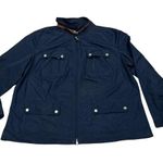 Ralph Lauren  size 2X windbreaker equestrian jacket navy blue leather trim Photo 0