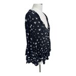 SO  Black Floral Print Long Sleeve V-Neck Ruffled Peasant Babydoll Top Size M NWT Photo 4