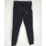 J Brand x Steph Shep Maria Coated Vendetta Lace-Up Jeans Black Size 32 NWT Photo 1