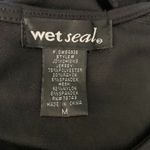 Wet Seal Lace Cut Out Bodycon Dress M Black Stretch Knit Sheer Round Neck Mini Photo 4