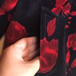 Talbots  Women's Floral Roses Velvet Black Red 7/8 Sleeve Jacket Photo 3