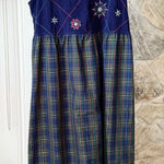 Vintage Embroidered Snowflakes Jumper Dress Blue Size L Photo 0