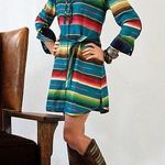 Tasha Polizzi Collection Serape Stripe Shirt Dress Blue Photo 0