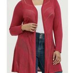 Torrid  Pointelle Cardigan Open Front Sweater Berry Pink Size 5X NWTS Photo 0