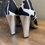 Diane Von Furstenberg  Women's Black White Print Pump Heels Shoes Gold Heel 7M Photo 8