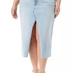 Jessica Simpson  Light Blue Denim Midi Skirt with Raw Him Womens 18 Plus Size Photo 0