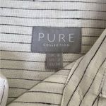 Pure Collection linen Cream Casual Button Down Shirt with Textured Fabric Black Size 2 Photo 3