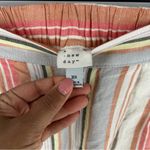 A New Day Vertical Striped Muted Multicolor High Rise Pleated Linen Blend Shorts Photo 5
