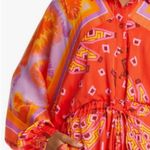 Farm Rio ππ Red Tiki Bananas Scarf Sleeve Romper ~ Tie Dye Cashew Small S NWT Photo 6