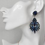 Silver with Blue Green Vintage Vibe Statement Earrings Photo 3