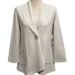 Habitat  Putty Grey Off White One Button Asymmetrical V Neck Slub Inserts Jacket Photo 0