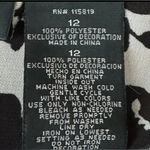 Nicole Miller Black White Floral Top Size 12 L/XL Sheer Blouse Long Sleeve Top Photo 7