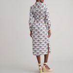 Untuckit for Her Peyton Midi Shirt Dress Stretch Cotton Swan Print Size 6 White Photo 2