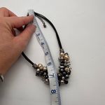 Chico's Chico’s Stunning Cluster Pearls Choker Collar Leather Cord Necklace gray bib Photo 7