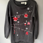 Black Holiday Sweater with Festive Embroidered Decorations Photo 0