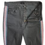MOTHER High Waisted Looker Ankle Fray in Guilty Glitter Racer Stripe Size 29 Black Photo 8