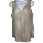 Eileen Fisher Hazy Printed Silk Crepe V-Neck Bone Button Front Top EUC Medium Photo 1