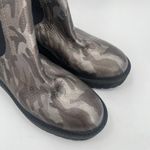 LINEA PAOLO Tate Boots Size 8.5 Metallic Camo Silver Lug Sole Black Stretch NEW Photo 5