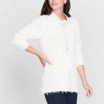 Nic+Zoe White Drawstring Mock Turtleneck Chunky Eyelash Sweater Photo 1