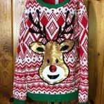 No Boundaries  reindeer ugly sweater Ladies Christmas Sweater Sequin Reindeer XL​ Photo 0