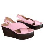 Marni Women’s Pink Leather Open Toe Platform Wedge Sandals Heels Size 40 Photo 14