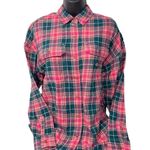 Dickies Juniors Womens Long Sleeve Loose Fit Button-Down Shirt Pink Plaid XS Photo 1
