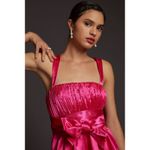 Anthropologie Maeve  Pink Satin Bow Smocked Mini Party‎ Dress Size 10 Photo 1