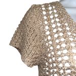 SCOVHUUS ITALY Beige Open Knit Long S/S Sweater With Bow NWOT Size Small Tan Photo 4