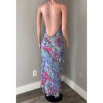 ZARA  Sz Large Ruffles rushed Romantic Boho Sexy Maxi Dress watercolor #72 Photo 4