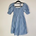 Hill House Athena Mini Smocked dress in blue metallic plaid size XS Photo 5
