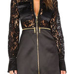 Alexis  Keira black Lace mini dress eyelet gold zipper size M satin Photo 0