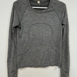 Lululemon  Womens Cropped Swiftly Top 6 Athletic Long Sleeve Solid Gray Logo Photo 0