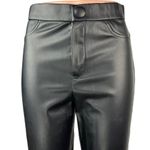 ZARA Women's Black Leather High Waist Flared Bell Bottom Crop Ankle Pants Size M Photo 3