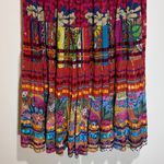 Vintage Lotus Tiered Ribbon Maxi Skirt Floral Boho Festival Peasant Patchwork Pink Size L Photo 9
