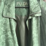Vintage 80s FUDA International 100% Silk Floral Bomber Jacket Green Womens 1X Size XL Photo 1