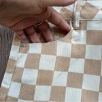 PacSun Womens Shorts Mom Fit Beige Tan Checkered Cuffed Hem Size 28 Photo 5