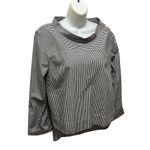 J.Crew  Sz 10 Funnel Neck Striped Crisp Shirt Button Shoulder Black White Hi-Lo Photo 1