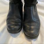UGG  Black Leather & Suede Calf Height Moto Lug Boots Sherpa Lined Womens 6.5 Photo 7