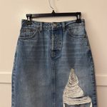 Topshop  Rip Slit Denim Skirt In Blue Photo 5