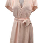 Ralph Lauren NEW  Peach Orange V-neck Short Sleeve Tie Belt Midi A-Line Dress 14 Photo 0