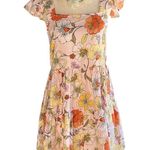 Band of Gypsies Lottie & Holly B.O.G. COLLECTIVE Floral Dress Blush Pink Rust Ruffle Mini Photo 3