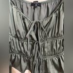 Mixed Threads Tie Front Square Neck Hunter Green Peasant Crop Blouse Size M Photo 4