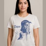 Old Navy Women's T-shirt, Size L, White with Tupac Print Photo 0